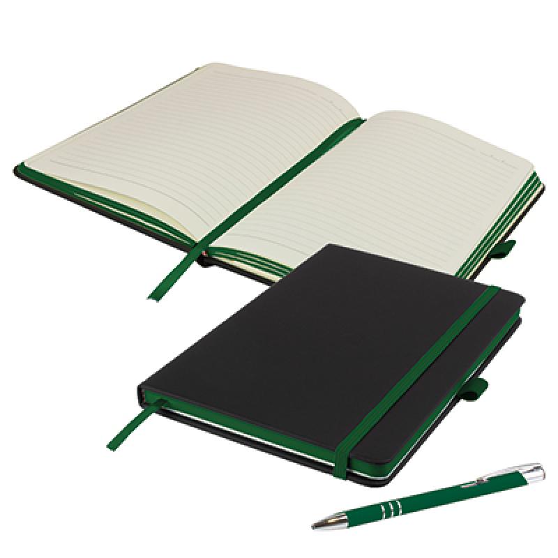 Image of DeNiro Edge A5 Lined Soft Touch Black PU Notebook with Contrasting Features